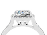 White gold Cushion Cut Halo Round Diamond Pavé Band with Four-Prong Setting_4