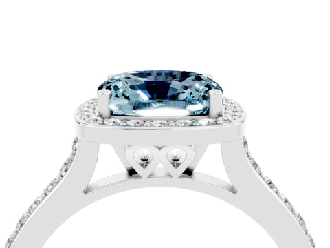 White gold Cushion Cut Halo Round Diamond Pavé Band with Four-Prong Setting_4