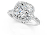 White gold Cushion Cut Halo Round Diamond Pavé Band with Four-Prong Setting_4