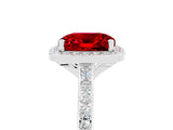 White gold Cushion Cut Halo Round Diamond Pavé Band with Four-Prong Setting_5