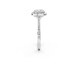 White gold Cushion Cut Halo Round Diamond Pavé Band with Four-Prong Setting_5