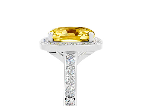 White gold Cushion Cut Halo Round Diamond Pavé Band with Four-Prong Setting_5
