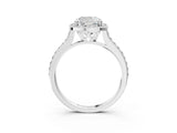 White gold Cushion Cut Halo Round Diamond Pavé Band with Four-Prong Setting_6