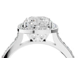 White gold Cushion Cut Halo Round Diamond Pavé Band with Four-Prong Setting_7