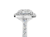 White gold Cushion Cut Halo Round Diamond Pavé Band with Four-Prong Setting_8