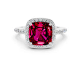 White gold Cushion Cut Halo Round Diamond Pavé Band with Four-Prong Setting