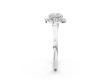 White gold Cushion Cut Halo Round Diamond Solitaire Ring with Pavé Band and Four-Prong Setting_2