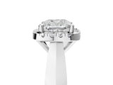 White gold Cushion Cut Halo Solitaire Engagement Ring with Square Band and Four-Prong Setting_95