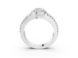White gold Cushion Cut Halo Split Shank Diamond Ring with Four-Prong Setting_80