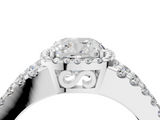 White gold Cushion Cut Halo Split Shank Diamond Ring with Four-Prong Setting_80