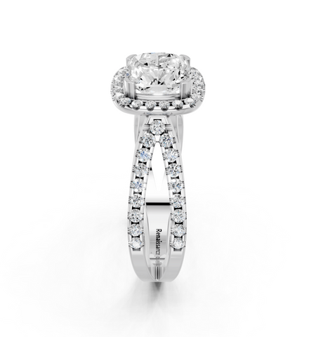 White gold Cushion Cut Halo Split Shank Pave Set Ring_27