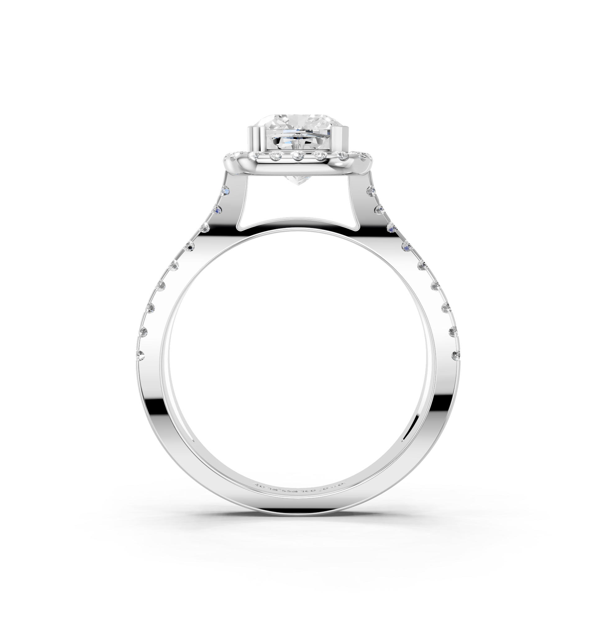 White gold Cushion Cut Halo Split Shank Pave Set Ring_28