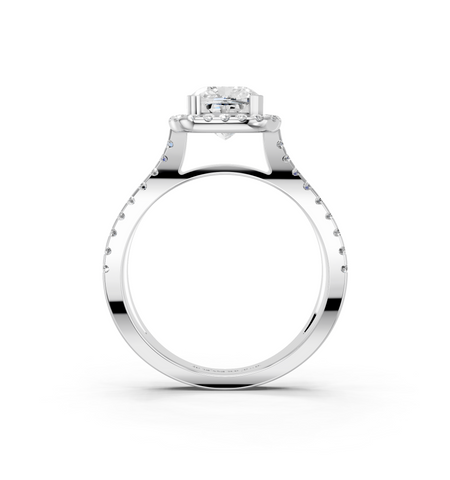 White gold Cushion Cut Halo Split Shank Pave Set Ring_28