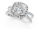 White gold Cushion Cut Halo Split Shank Pave Set Ring_67