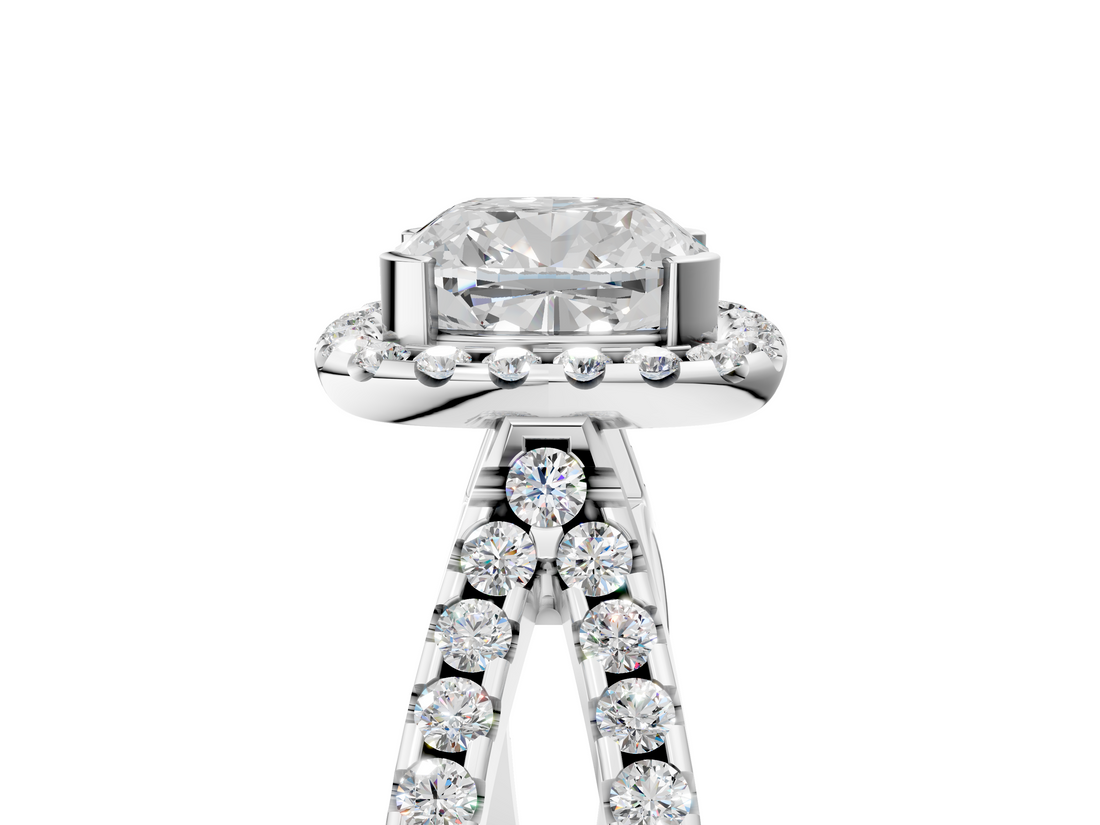 White gold Cushion Cut Halo Split Shank Pave Set Ring_73