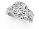 White gold Cushion Cut Halo Split Shank Prong Setting Ring_110