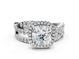White gold Cushion Cut Halo Split Shank Prong Setting Ring_113