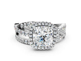 White gold Cushion Cut Halo Split Shank Prong Setting Ring_12