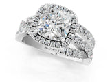 White gold Cushion Cut Halo Split Shank Prong Setting Ring_13
