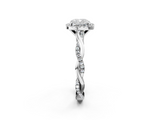 White gold Cushion Cut Halo Twisted Band Four-Prong Ring_48