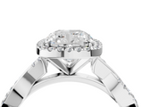 White gold Cushion Cut Halo Twisted Band Four-Prong Ring_50