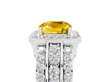 White gold Cushion Cut Halo Yellow Sapphire Ring with Split Shank and Four-Prong Setting_29