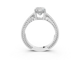 White gold Cushion Cut Milgrain Channel Set Engagement Ring with Solitaire Prong Setting_73