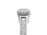 White gold Cushion Cut Milgrain Channel Set Engagement Ring with Solitaire Prong Setting_75