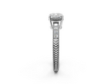 White gold Cushion Cut Milgrain Channel Set Engagement Ring with Solitaire Prong Setting_77