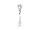 White gold Cushion Cut Moissanite Cluster Side Stone Solitaire Ring with Prong Setting_26