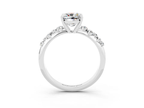 White gold Cushion Cut Moissanite Cluster Side Stone Solitaire Ring with Prong Setting_27