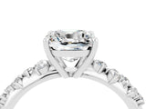 White gold Cushion Cut Moissanite Cluster Side Stone Solitaire Ring with Prong Setting_28