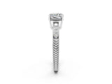 White gold Cushion Cut Moissanite Engagement Ring with Milgrain Channel Set Band and Prong Setting_2