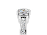 White gold Cushion Cut Moissanite Engagement Ring with Milgrain Channel Set Band and Prong Setting_5