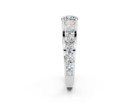 White gold Cushion Cut Moissanite Engagement Ring with Pavé Band and Four-Prong Setting_2