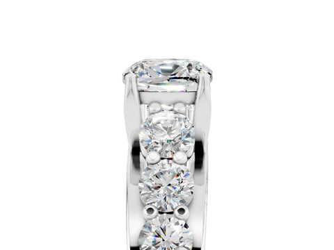 White gold Cushion Cut Moissanite Engagement Ring with Pavé Band and Four-Prong Setting_5