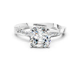 White gold Cushion Cut Moissanite Engagement Ring with Side Stone Accents and Four-Prong Setting_24