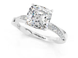 White gold Cushion Cut Moissanite Engagement Ring with Side Stone Accents and Four-Prong Setting_25