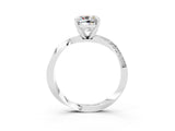 White gold Cushion Cut Moissanite Engagement Ring with Side Stone Accents and Four-Prong Setting_27