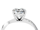 White gold Cushion Cut Moissanite Engagement Ring with Side Stone Accents and Four-Prong Setting_28