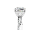 White gold Cushion Cut Moissanite Engagement Ring with Side Stone Accents and Four-Prong Setting_29