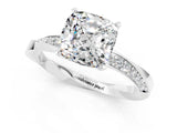 White gold Cushion Cut Moissanite Engagement Ring with Side Stone Accents and Four-Prong Setting_40