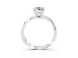 White gold Cushion Cut Moissanite Engagement Ring with Side Stone Accents and Four-Prong Setting_42