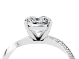 White gold Cushion Cut Moissanite Engagement Ring with Side Stone Accents and Four-Prong Setting_43
