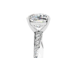 White gold Cushion Cut Moissanite Engagement Ring with Side Stone Accents and Four-Prong Setting_44