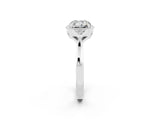 White gold Cushion Cut Moissanite Halo Ring with Tapered Band and Four-Prong Setting_2