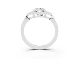White gold Cushion Cut Moissanite Halo Ring with Tapered Band and Four-Prong Setting_3