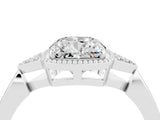 White gold Cushion Cut Moissanite Halo Ring with Tapered Band and Four-Prong Setting_4