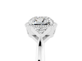 White gold Cushion Cut Moissanite Halo Ring with Tapered Band and Four-Prong Setting_5