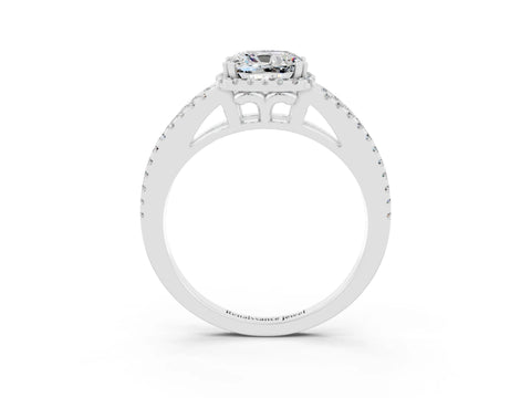 White gold Cushion Cut Moissanite Halo Split Shank Engagement Ring_15